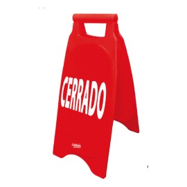 Caballete rojo con leyenda de cerrado